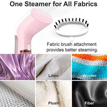 Mini Handheld Steamer for Clothes Garment, Portable Travel Garment Steamer, Powerful Iron Wrinkles Remover for Travel/Home, Compact Iron Steamer for Clothing, Any Fabrics, IDEER (Pink)