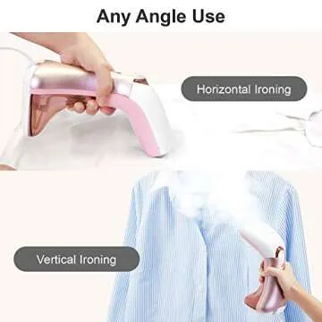 Mini Handheld Steamer for Clothes Garment, Portable Travel Garment Steamer, Powerful Iron Wrinkles Remover for Travel/Home, Compact Iron Steamer for Clothing, Any Fabrics, IDEER (Pink)