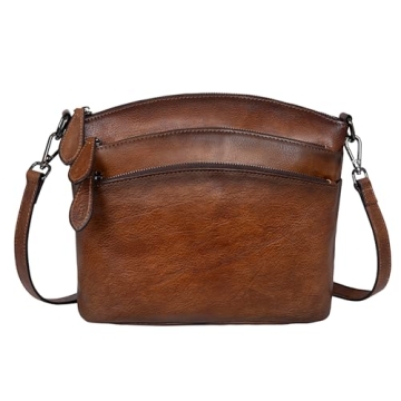HESHE Leather Crossbody Bag for Women with Stylish Pockets