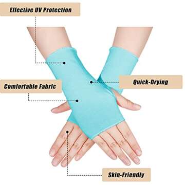 8 Pairs Women Sunblock Fingerless Gloves Summer UV Protection Driving Glove Non Slip for Outdoor Activities (Fresh Colors)