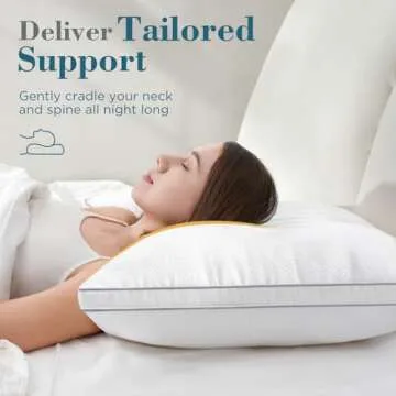 viewstar Bed Pillows Standard Size Set of 2, Hotel Cooling Down Alternative Gusseted Pillows for Side, Back, or Stomach Sleepers, White