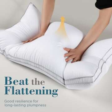 viewstar Bed Pillows Standard Size Set of 2, Hotel Cooling Down Alternative Gusseted Pillows for Side, Back, or Stomach Sleepers, White