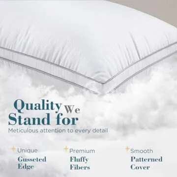 viewstar Bed Pillows Standard Size Set of 2, Hotel Cooling Down Alternative Gusseted Pillows for Side, Back, or Stomach Sleepers, White