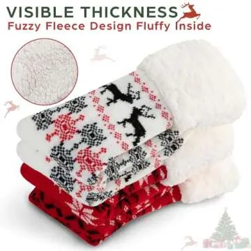 DG Hill Treehouse Knit (2 Pack) Womens Thick Knit Sherpa Fleece Lined Thermal Fuzzy Slipper Socks with Grippers