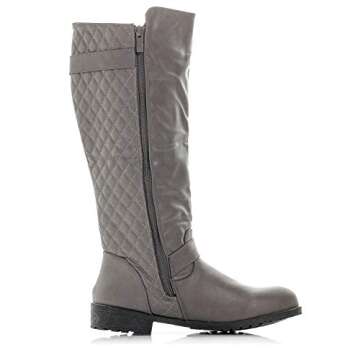 Bellmora Bally-32 Women's Winkle Back Side Zip Vegan Knee High Riding Boots with Quilted Detail and ...