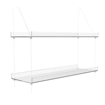 KUNZITE Hanging Shelves Transparent Wall Floating Shelves Organizer Displays Storage Rack Home Decor for Windows or Living Room Bedroom Bathroom Kitchen