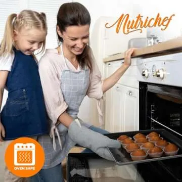 NutriChef 8-Piece Nonstick Stackable Bakeware Set - PFOA, PFOS, PTFE Free Baking Tray Set w/Non-Stick Coating, 450°F Oven Safe, Round Cake, Loaf, Muffin, Wide/Square Pans, Cookie Sheet (Gray)