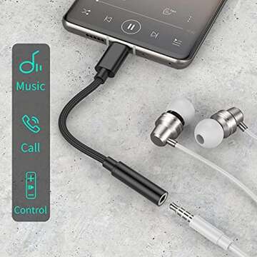 USB C to 3.5mm Audio Adapter,USB Type C to Aux Headphone Jack Adapter Dongle Cable Cord Compatible w...