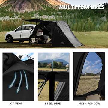 KAMPKEEPER SUV Car Tent, Tailgate Shade Awning Tent for Camping, Vehicle Camping Tents Outdoor Travel (Black)