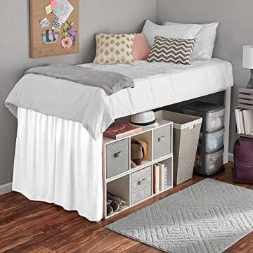 Bed Skirt for Dorm Room, Ruffled Dorm Sized Bed Skirt, Three Fabric Sides College Dorm Bed Skirt, Extra Long Dorm Room Bed Skirt, 36 Inch Tailored Drop-Twin-XL, White Solid