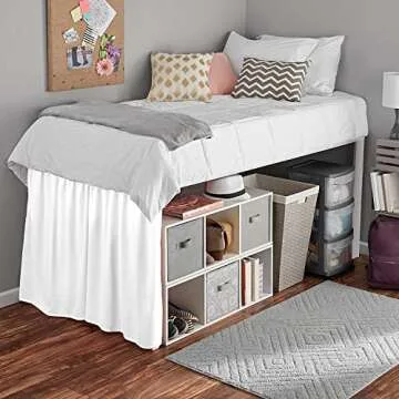 Bed Skirt for Dorm Room, Ruffled Dorm Sized Bed Skirt, Three Fabric Sides College Dorm Bed Skirt, Extra Long Dorm Room Bed Skirt, 36 Inch Tailored Drop-Twin-XL, White Solid
