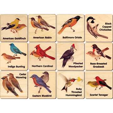 Peterson Backyard Bird Memory Tiles Made in USA