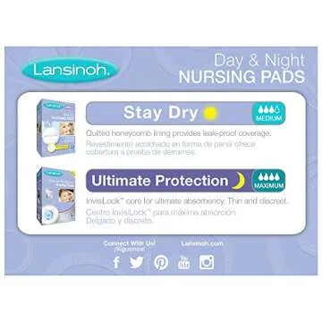 Lansinoh Nursing Pads Day & Night Multipack, 32 Count (20 Stay Dry Pads & 12 Ultimate Protection) Disposable Breast Pads
