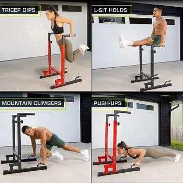 Adjustable ProsourceFit Power Dip Station for Strength Training