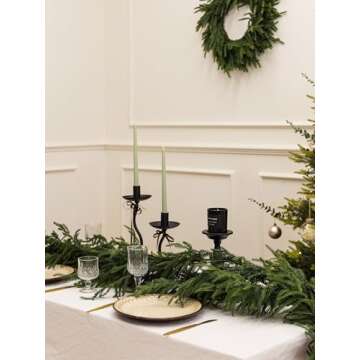 MISSPIN 6FT Artificial Norfolk Pine Garlands, Real Touch Winter Pine Garland, Green Artificial Greenery Garland for Table, Mantle, Wall, Indoor, Outdoor Christmas Decorations (Dark Green)