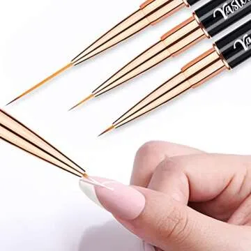 Yasterd Nail Art Brush Set Professional- 5pcs Double-Ended Nail Art Brushes for Long Lines, Thin Liner brush for Nails Detail, Nail Design Brush Ombre Brush 3D Brush Kits for Gel Polish Acrylic Nail Drawing