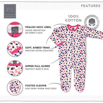 The Peanutshell Dots & Ballet Slippers 3 Pack Footed Baby Sleeper Pajamas for Baby Girls (6M) Pink