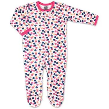 The Peanutshell Dots & Ballet Slippers 3 Pack Footed Baby Sleeper Pajamas for Baby Girls (6M) Pink