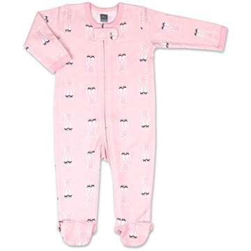 The Peanutshell Dots & Ballet Slippers 3 Pack Footed Baby Sleeper Pajamas for Baby Girls (6M) Pink