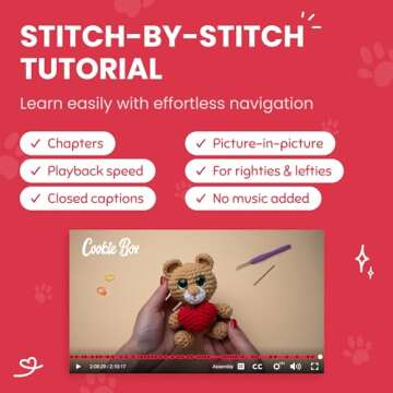 Cookie Box Crochet Kit for Beginners - Learn to Craft Amigurumi Stuffed Animals - Knitting Gift for Kids (13+) and Adults - Beginner-Friendly Yarn - Stitch-by-Stitch Video Tutorial - Bear Charlie