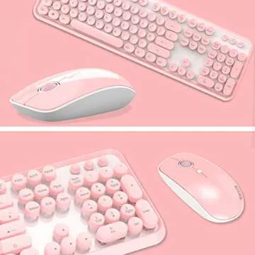 Charming Pink Wireless Keyboard Mouse Combo for Stylish Workspaces