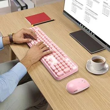 Charming Pink Wireless Keyboard Mouse Combo for Stylish Workspaces