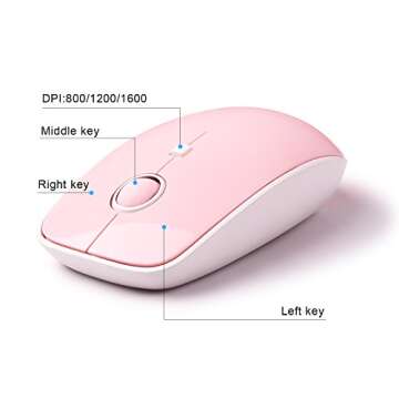 Pink Wireless Keyboard Mouse Combo, 2.4GHz Retro Typewriter, Letton Full Size Office Computer Keyboard and Cute Mouse with 3 DPI for Mac PC Desktop Laptop
