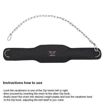 Jayefo Dip Belt for Weightlifting - GYM Workout Pull Ups Belt with Chain-Industrial Strength-Neoprene Waist Crossfit for Weight Lifting-Squat-Training-Fitness-Men & Women (36 Inches)