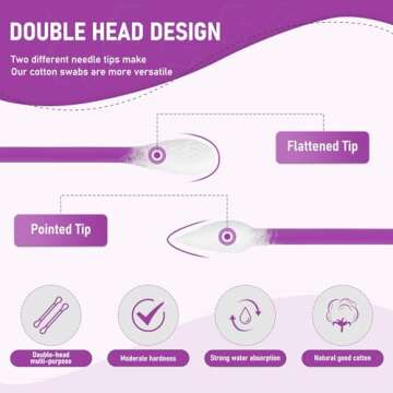 900pcs CGR Precision Cotton Swabs with Pointed and Flattened Tip Cosmetic Makeup Applicator(3x300pcs...