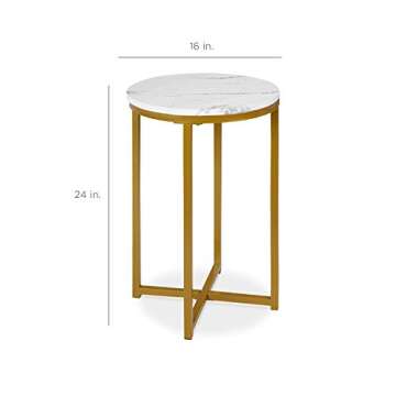 Best Choice Products 16in Faux Marble Accent Table, Modern End Table, Small Coffee Table Home Decor ...