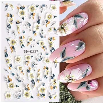 Stunning 5D Flower Nail Art Stickers for Creative Manicures