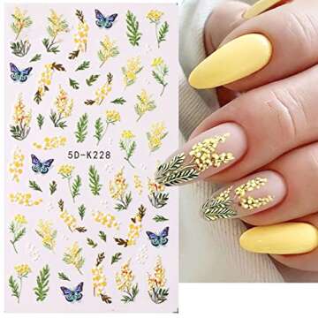 Stunning 5D Flower Nail Art Stickers for Creative Manicures