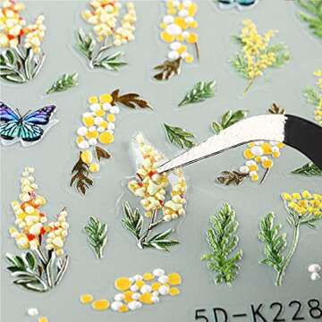 Stunning 5D Flower Nail Art Stickers for Creative Manicures