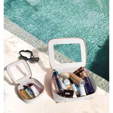 Small Makeup Bags for Purse TSA Approved Toiletry Bag Small Cute Clear Toiletry Bags for Carry-on Traveling Travel Size Car Accessories Essentials Organziation Storage for Women Girls(White, Mini)