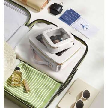 Small Makeup Bags for Purse TSA Approved Toiletry Bag Small Cute Clear Toiletry Bags for Carry-on Traveling Travel Size Car Accessories Essentials Organziation Storage for Women Girls(White, Mini)