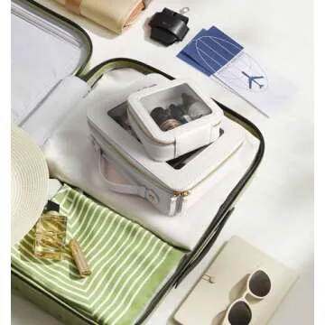 Small Makeup Bags for Purse TSA Approved Toiletry Bag Small Cute Clear Toiletry Bags for Carry-on Traveling Travel Size Car Accessories Essentials Organziation Storage for Women Girls(White, Mini)