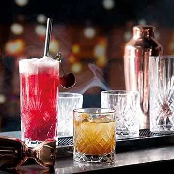 Elegant Crystal Whiskey Glass Set, Double Old Fashioned Scotch Glasses Perfect for Serving Whiskey Bourbon, Mixed Drinks - Set of 6 Cocktail Glasses