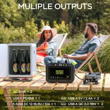 MARBERO Portable Power Station 88Wh Camping Lithium Battery Solar Generator Fast Charging with AC Ou...