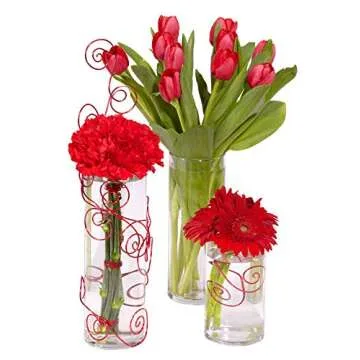 Elegant 10.5 inch Glass Cylinder Vase with Flower Guide Booklet