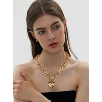 CLASSYZINT Gold Heart Choker Necklace for Women