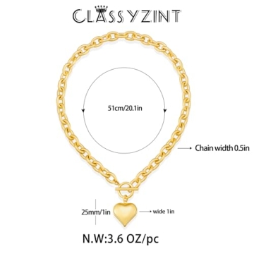 CLASSYZINT Gold Heart Choker Necklace for Women