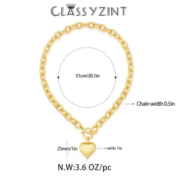 CLASSYZINT Gold Heart Choker Necklace for Women