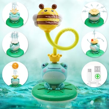 Electric Frog Bath Toy - Rechargeable Bathtub Toy with Shower Head & 4 Sprinklers for Kids 1-3, Perf...