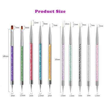 Magic Armor 10pcs Nail Art Brushes - Double Ended Liner & Dotting Tools Set, Shiny Handles, Easy To Use Drill Point Drawing Tools for Beginner DIY Design