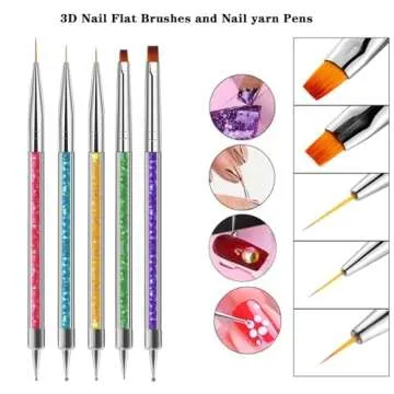 Magic Armor 10pcs Nail Art Brushes - Double Ended Liner & Dotting Tools Set, Shiny Handles, Easy To Use Drill Point Drawing Tools for Beginner DIY Design