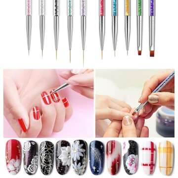 Magic Armor 10pcs Nail Art Brushes - Double Ended Liner & Dotting Tools Set, Shiny Handles, Easy To Use Drill Point Drawing Tools for Beginner DIY Design