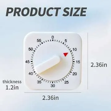 Square 60 Minute Mechanical Kitchen Timer - Visual Kitchen Cooking Timer Clock with Loud Alarm - No Batteries Required - Ideal for Cooking, Baking, and Kitchen Management White