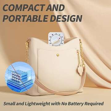 Square 60 Minute Mechanical Kitchen Timer - Visual Kitchen Cooking Timer Clock with Loud Alarm - No Batteries Required - Ideal for Cooking, Baking, and Kitchen Management White