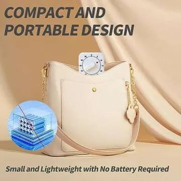 Square 60 Minute Mechanical Kitchen Timer - Visual Kitchen Cooking Timer Clock with Loud Alarm - No Batteries Required - Ideal for Cooking, Baking, and Kitchen Management White