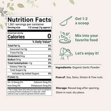 Organic Garlic Powder, 3lbs | Premium Source from Harvested Raw Allium Sativum Bulb |Culinary Grade ...